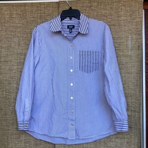 Jones New York cotton button down stripy shirt